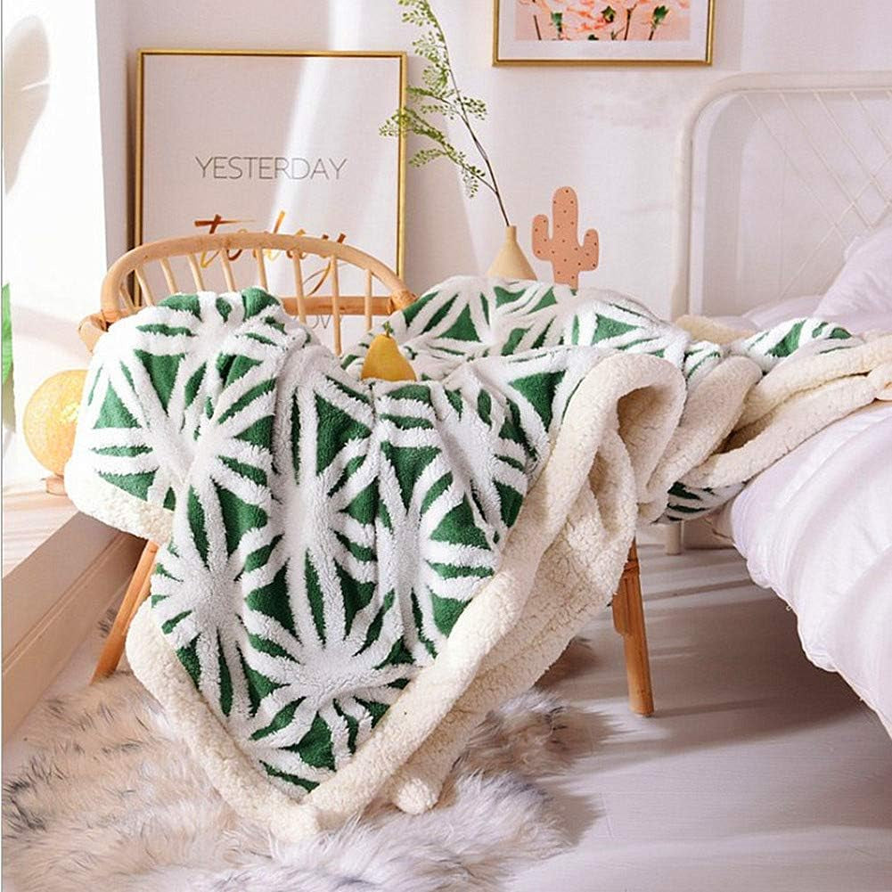Green Flannel Sherpa Throws 60'' X 50'' New Blanket Ultra Plush Lightweight Throw Blanket Luxury Soft Warm Fuzzy Blanket Throws for Bed/Couch/Sofa/Office/Camping